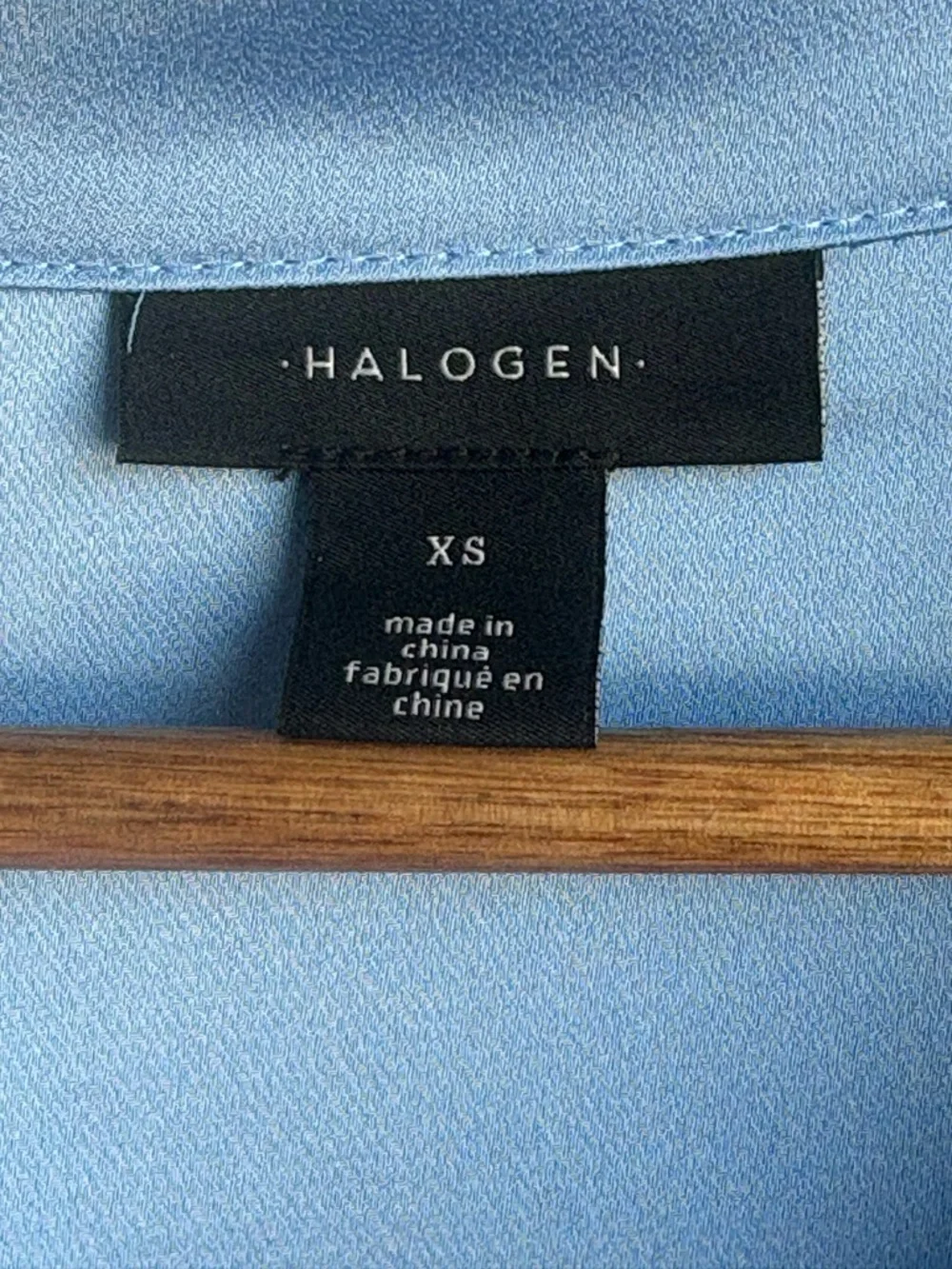 Halogen Light Blue Satin Button-Down Blouse size XS - Picture 2 of 4